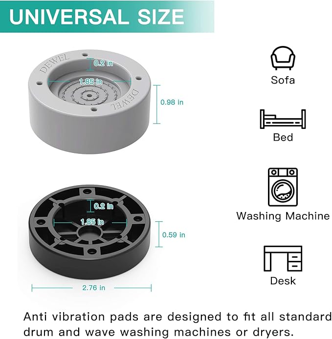 DEWEL Anti-Vibration Pads for Washer & Dryer, Shock & Noise Cancelling, Stabilizer Mat