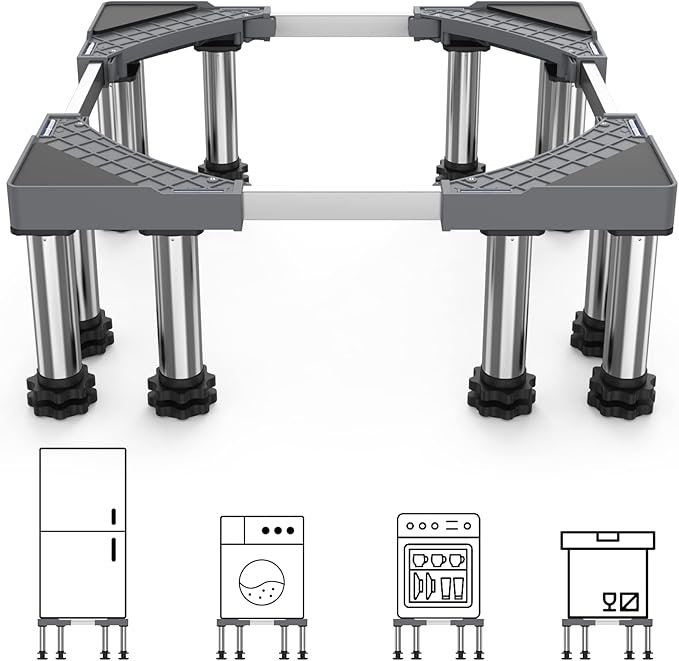 DEWEL Adjustable Mini Fridge & Washer Stand, 7"-8.2"/7"-8.6"Height, 770LB/1100LB Capacity