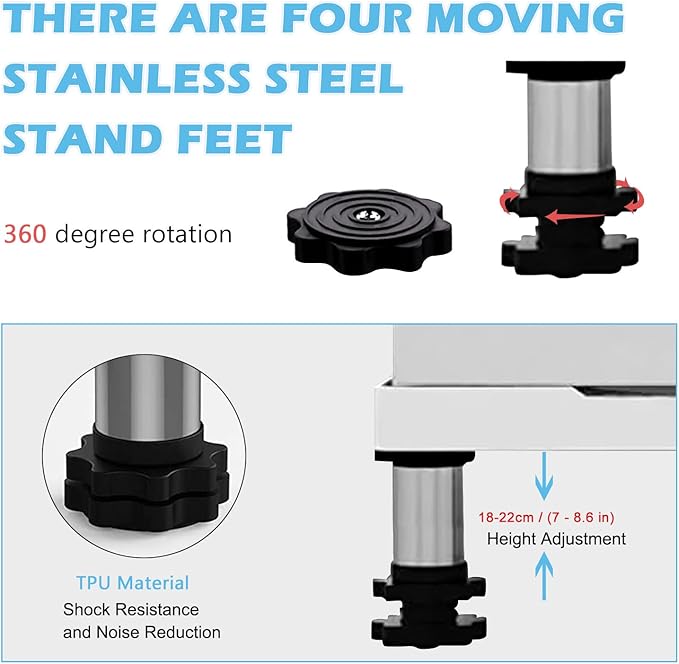 DEWEL Adjustable Fridge & Washing Machine Stand, 7"-8.6" Height, 770LB Capacity