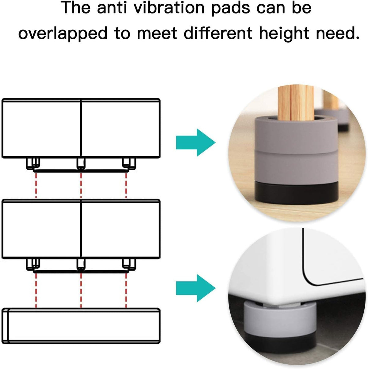 DEWEL Anti-Vibration Pads for Washer & Dryer, Shock & Noise Cancelling, Stabilizer Mat