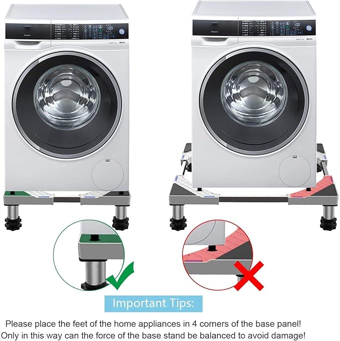 DEWEL Adjustable Fridge & Washing Machine Stand, 7"-8.6" Height, 770LB Capacity