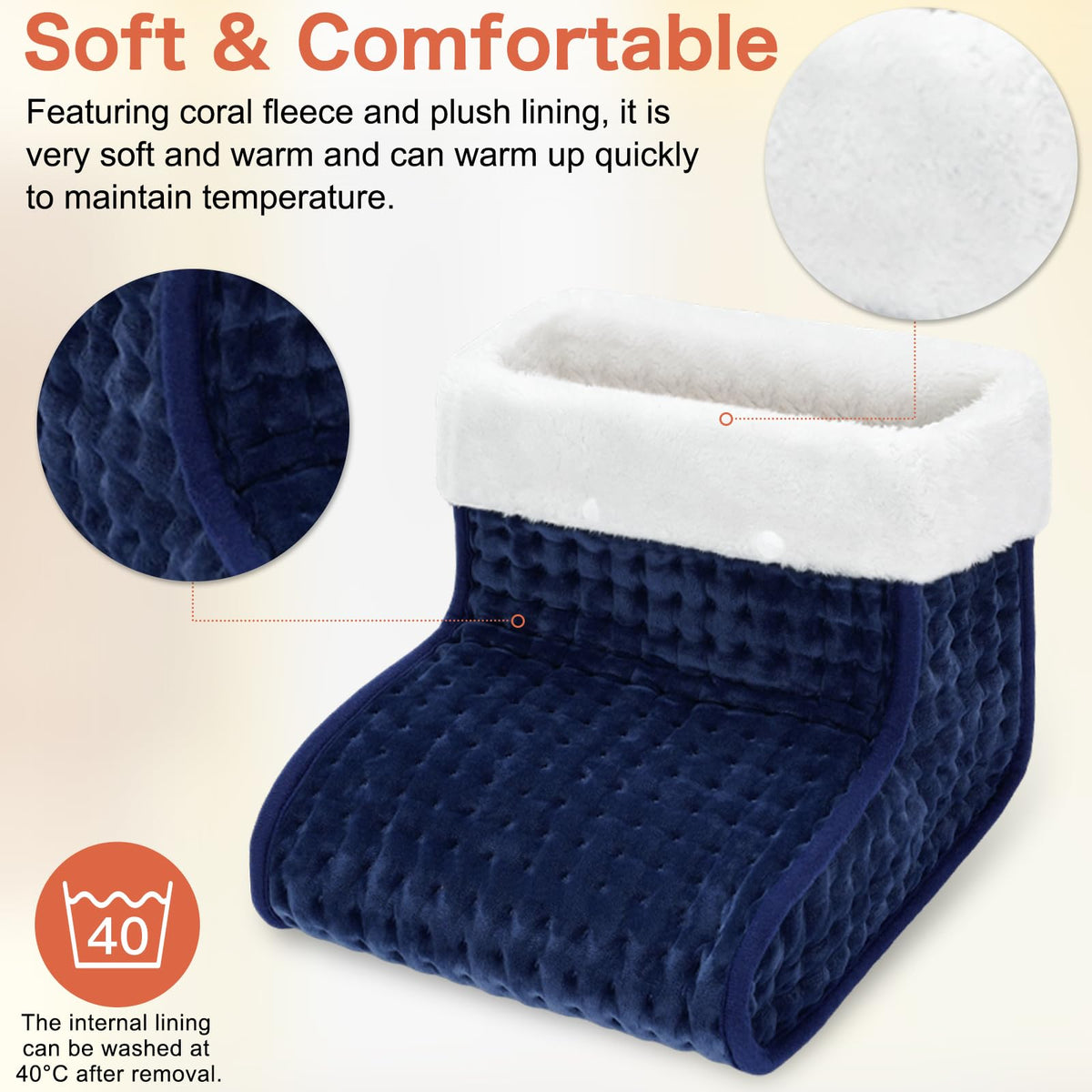 EU Plug – Double-Speed Heating Foot Warmer, 10 Adjustable Levels, Multi-Safety Protection, Washable Inner Lining | DEWEL