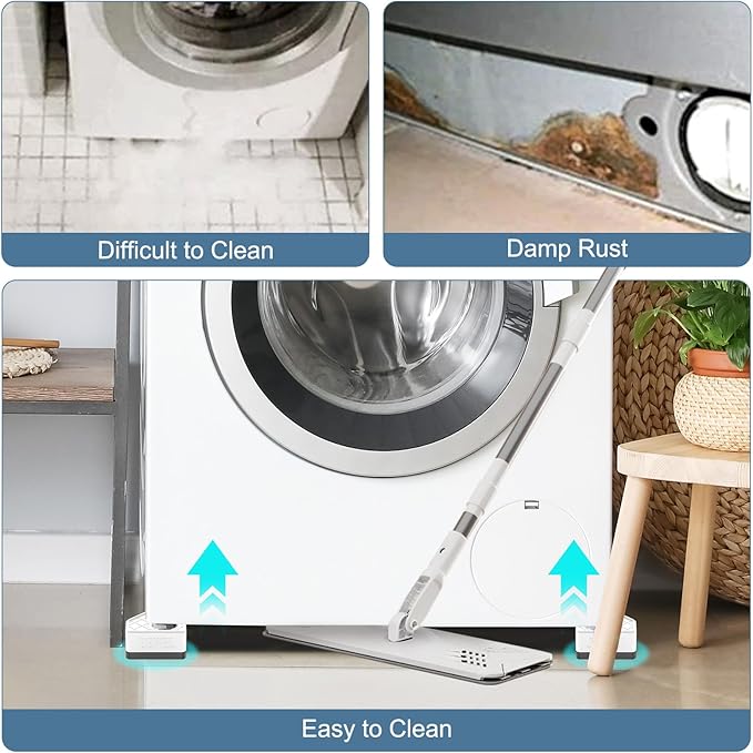 Cleaning tool being used to clean a washing machine with before and after images.
