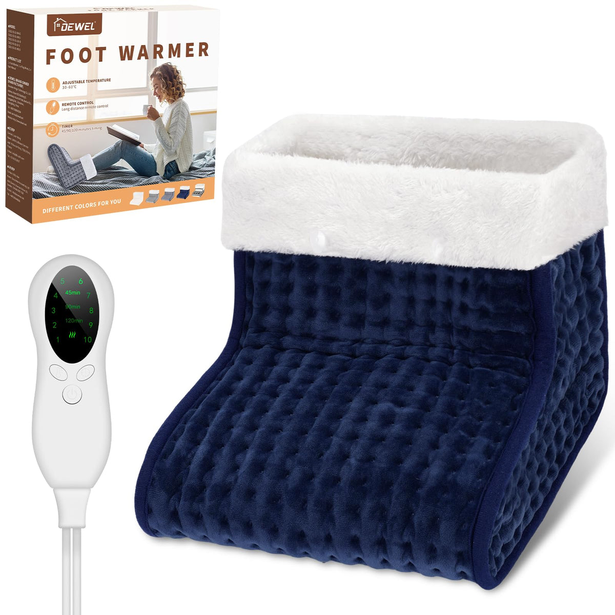 EU Plug – Double-Speed Heating Foot Warmer, 10 Adjustable Levels, Multi-Safety Protection, Washable Inner Lining | DEWEL