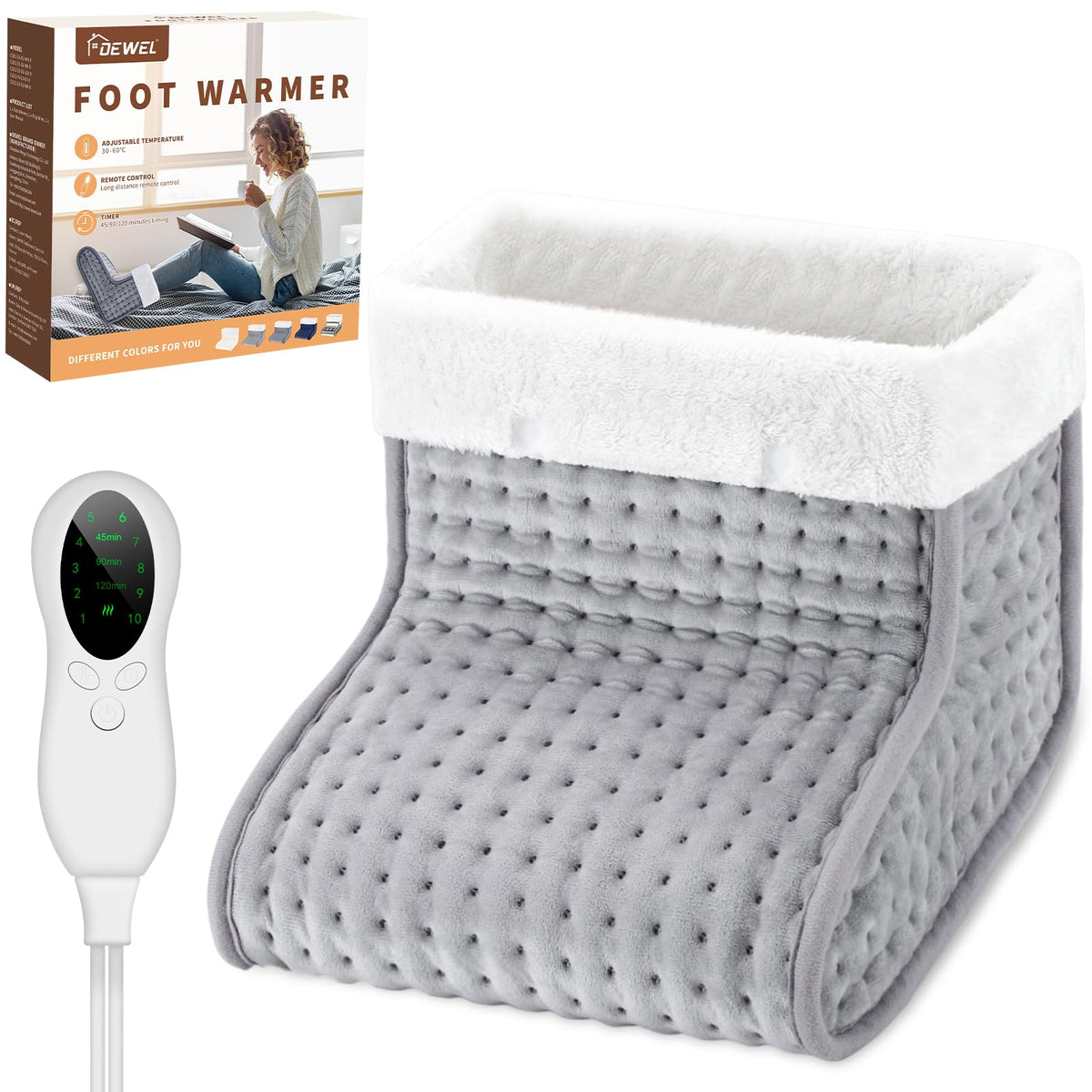 EU Plug – Double-Speed Heating Foot Warmer, 10 Adjustable Levels, Multi-Safety Protection, Washable Inner Lining | DEWEL