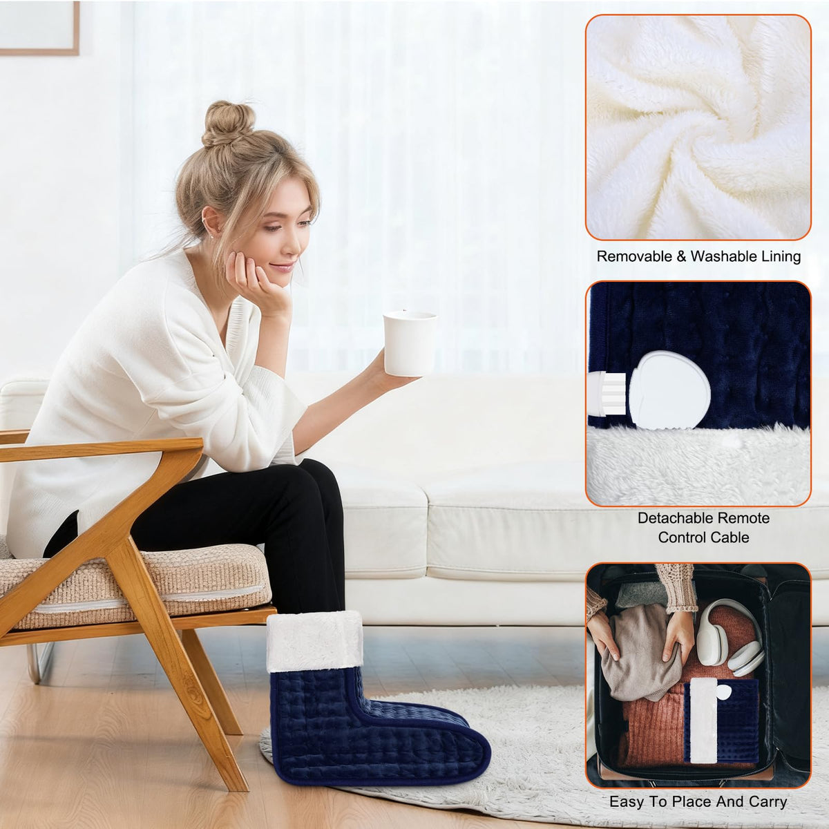 EU Plug – Double-Speed Heating Foot Warmer, 10 Adjustable Levels, Multi-Safety Protection, Washable Inner Lining | DEWEL