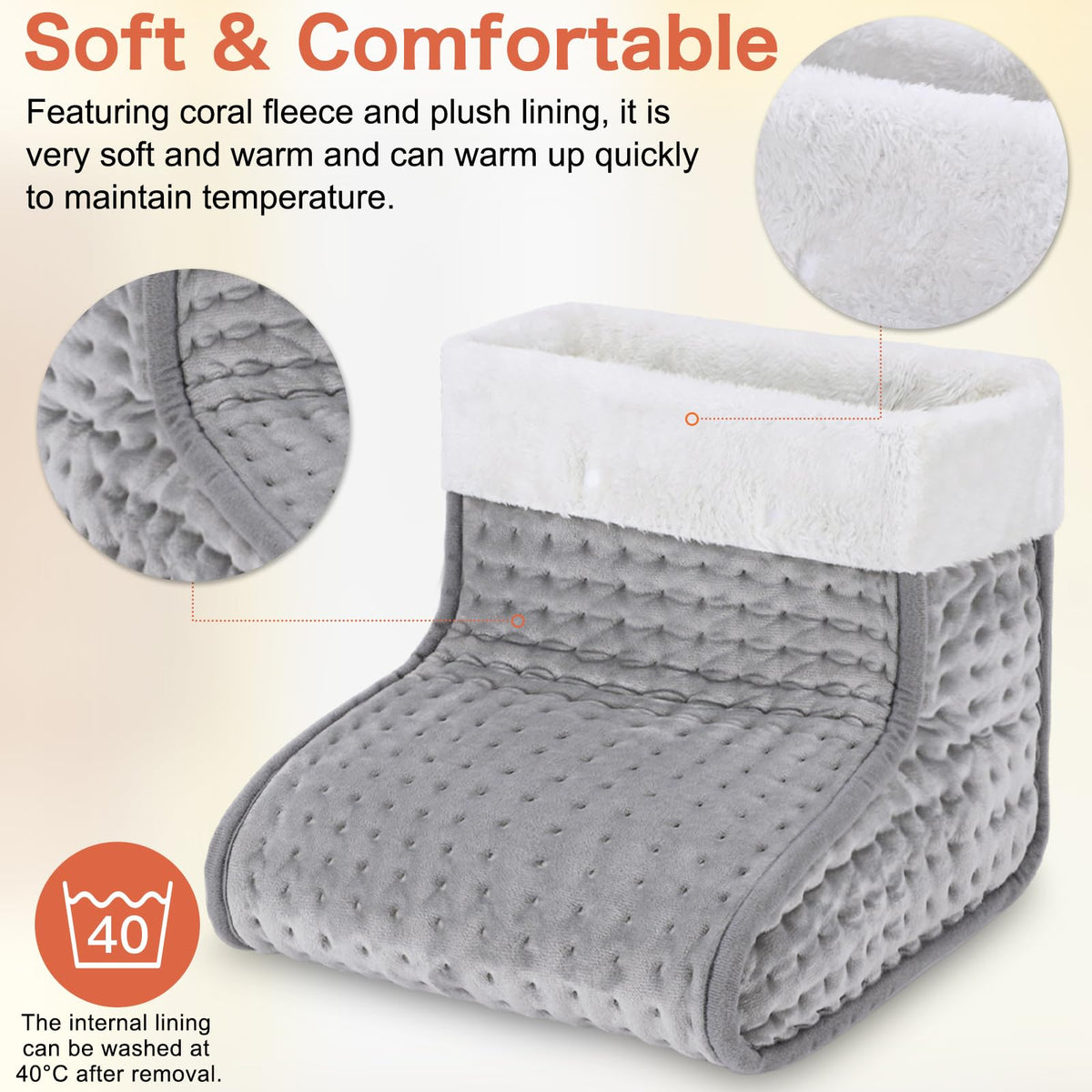 EU Plug – Double-Speed Heating Foot Warmer, 10 Adjustable Levels, Multi-Safety Protection, Washable Inner Lining | DEWEL