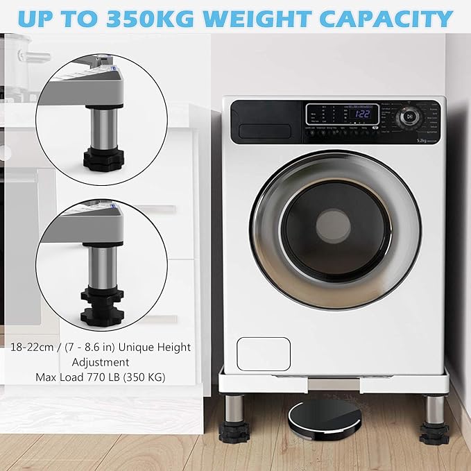 DEWEL Adjustable Fridge & Washing Machine Stand, 7"-8.6" Height, 770LB Capacity