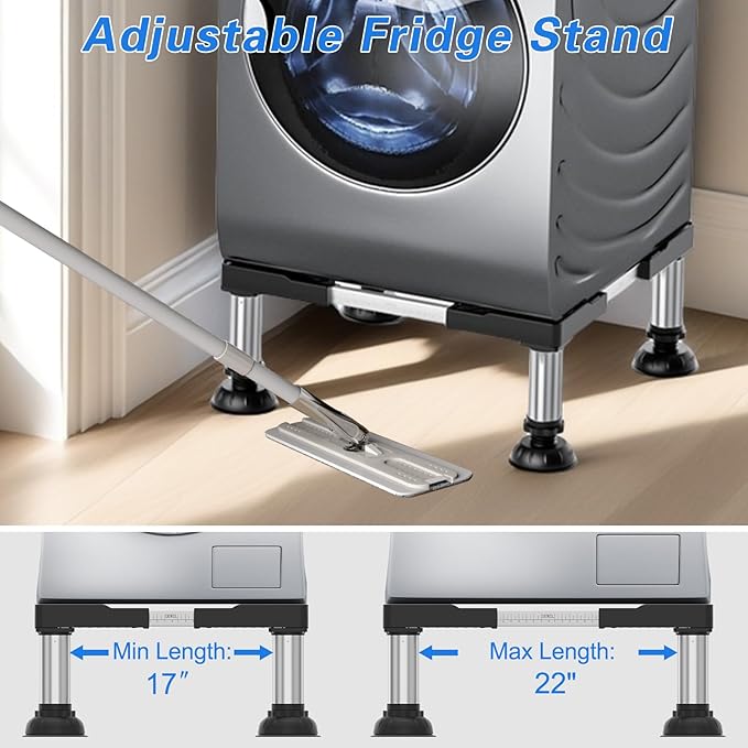 DEWEL Adjustable Mini Fridge & Washing Machine Stand 5"-6.6" Height, 661LB Load, Fits 17"-22"