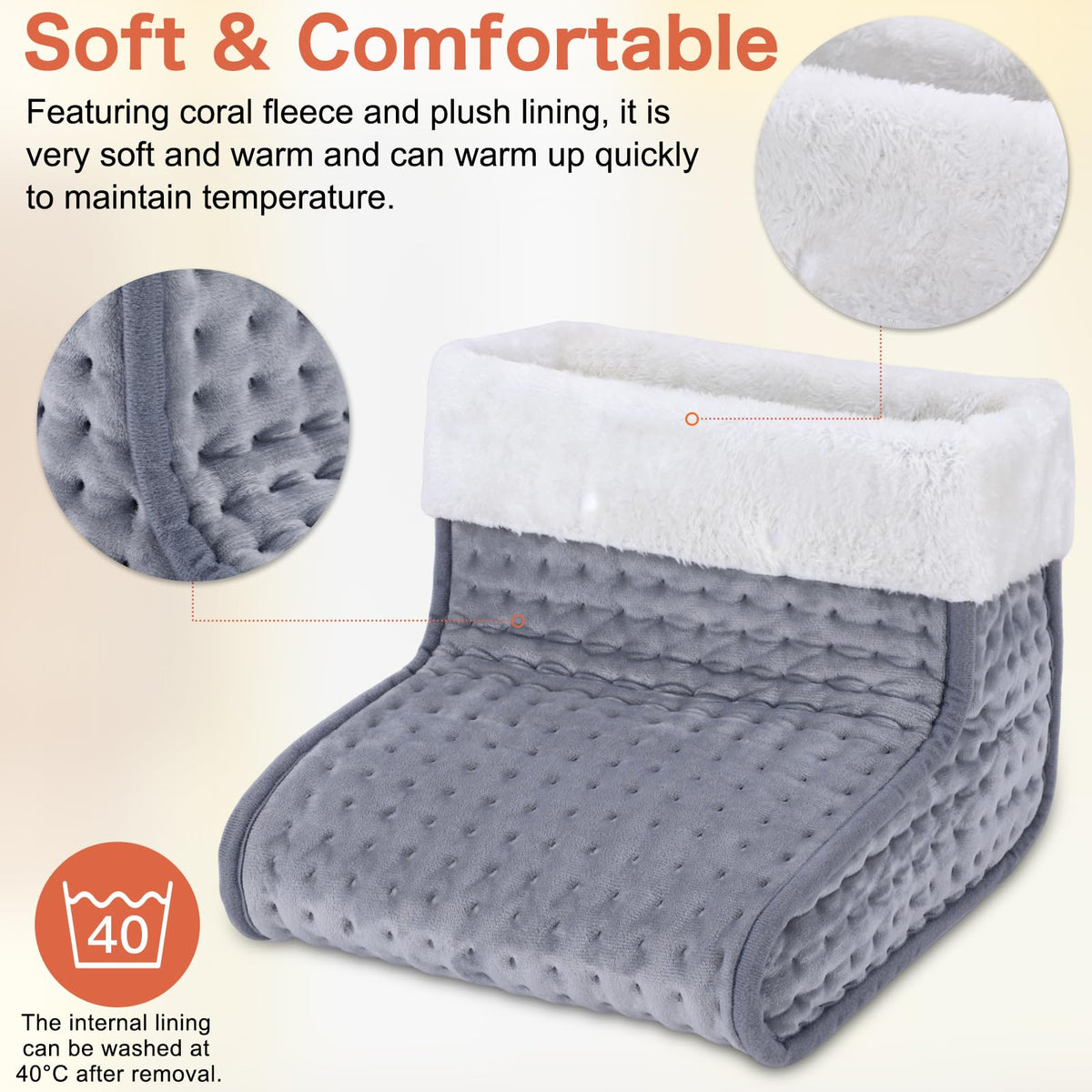 EU Plug – Double-Speed Heating Foot Warmer, 10 Adjustable Levels, Multi-Safety Protection, Washable Inner Lining | DEWEL
