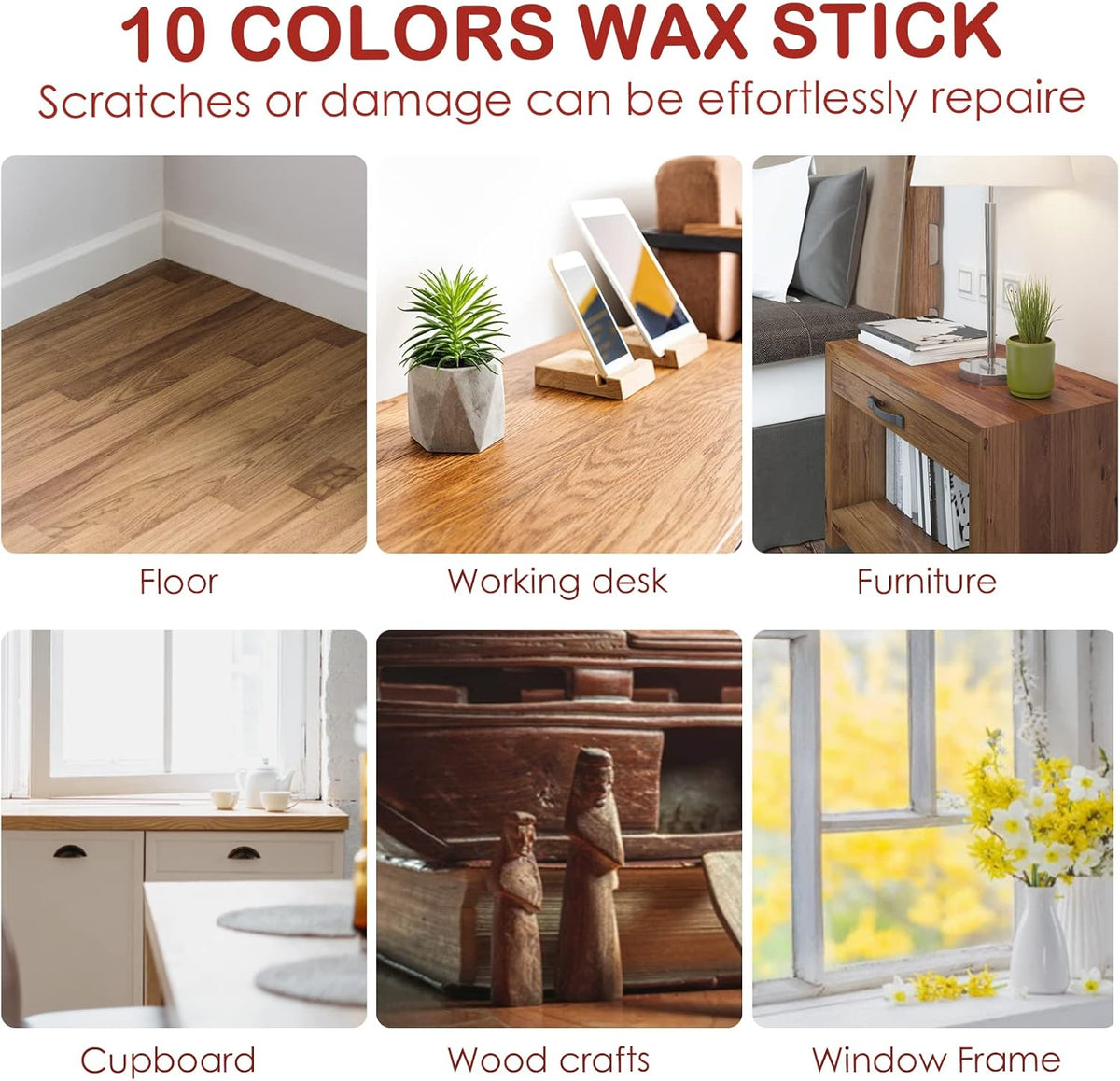DEWEL Wood Repair Crayons – 10 PCS Furniture Wax Filler Sticks