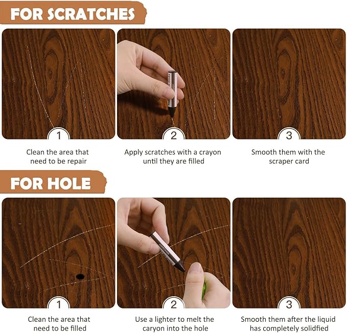 DEWEL 31 Pcs Wood Furniture Repair Kit – Fillers, Wax Sticks & Putty for Scratches