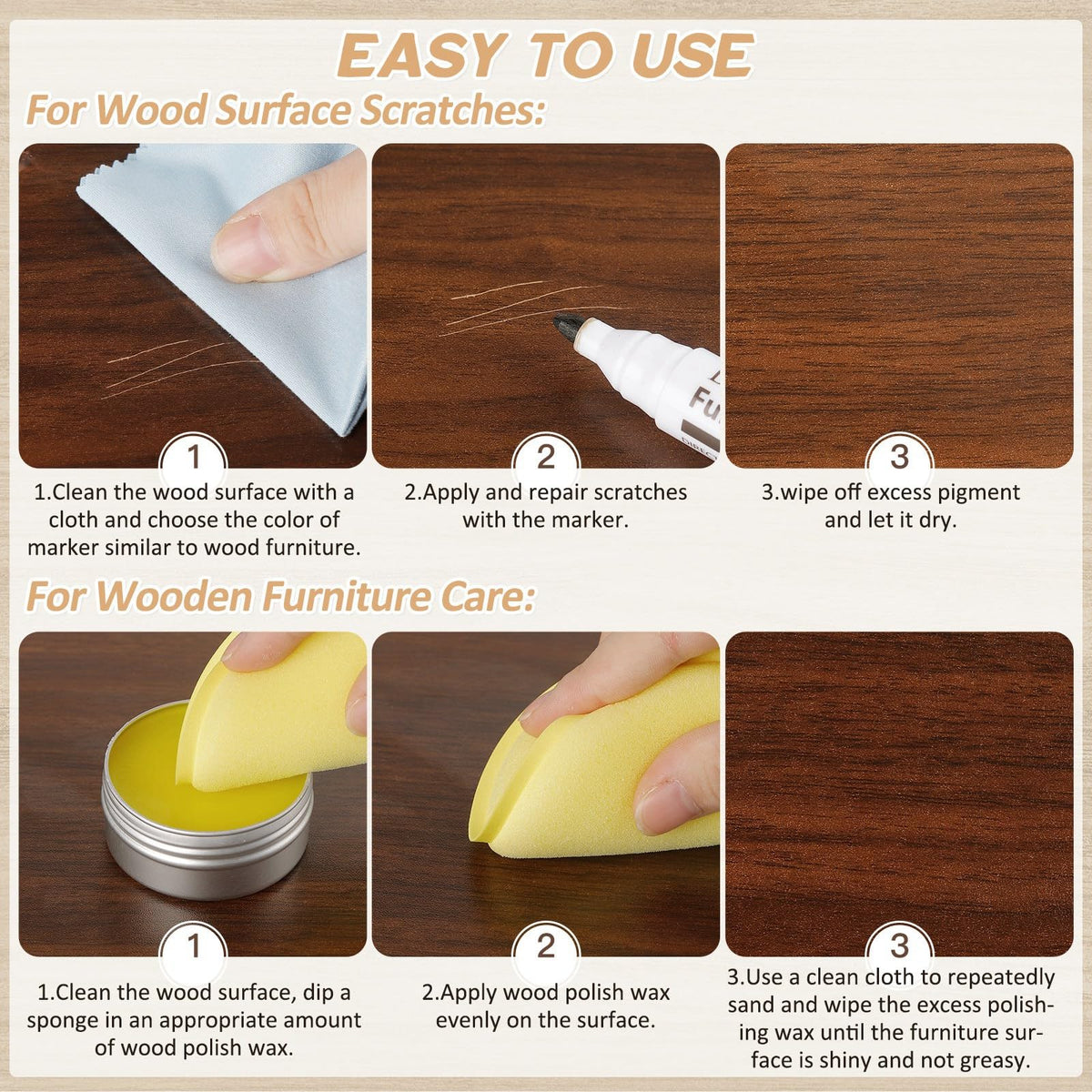 Fix Wood Scratches Instantly – DEWEL 12-Color Furniture Repair Marker Kit