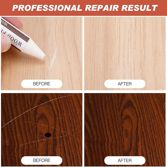 DEWEL 8 Pcs Wood Filler Sticks – Wax Repair Crayons for Furniture & Floor