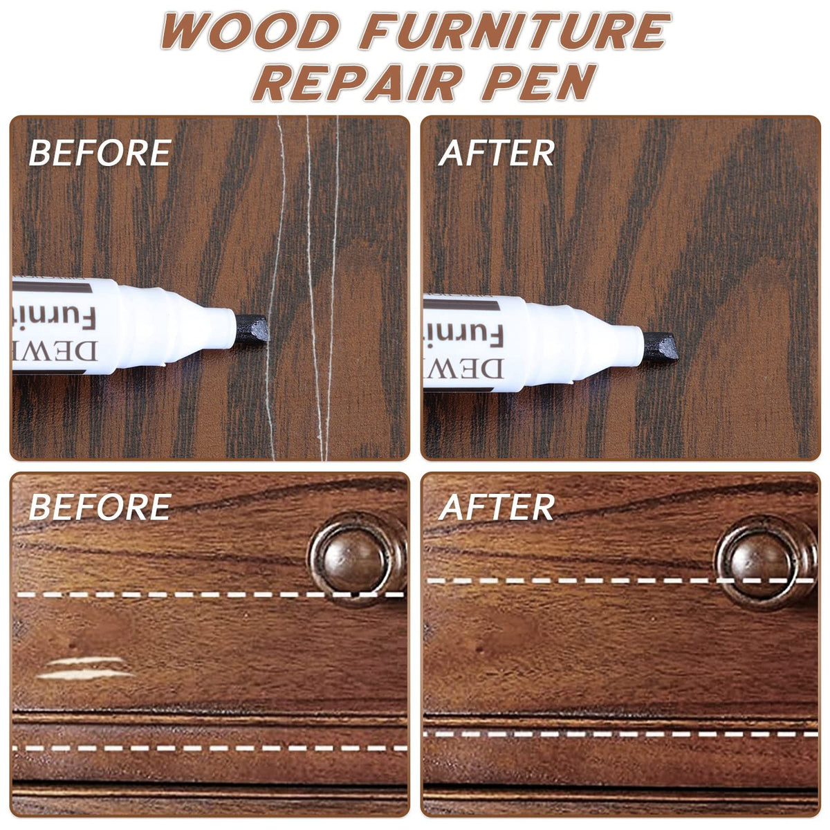 Fix Wood Scratches Instantly – DEWEL 12-Color Furniture Repair Marker Kit