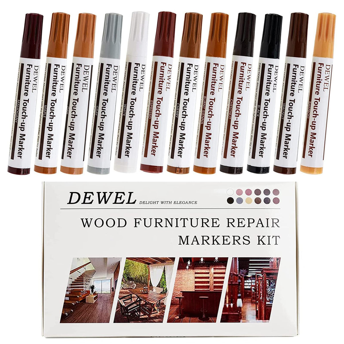 Fix Wood Scratches Instantly – DEWEL 12-Color Furniture Repair Marker Kit