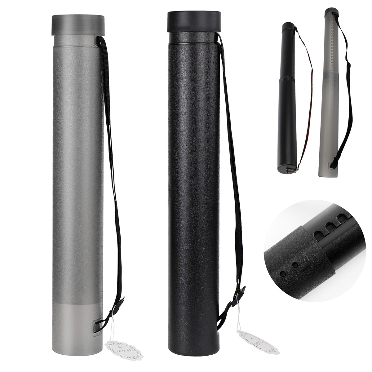 DEWEL 2 Pack Telescoping Poster Tubes Waterproof Document Storage Cases with Strap