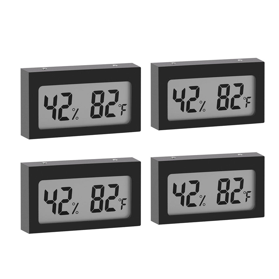 Seisso black digital hygrometer thermometer 4-pack 